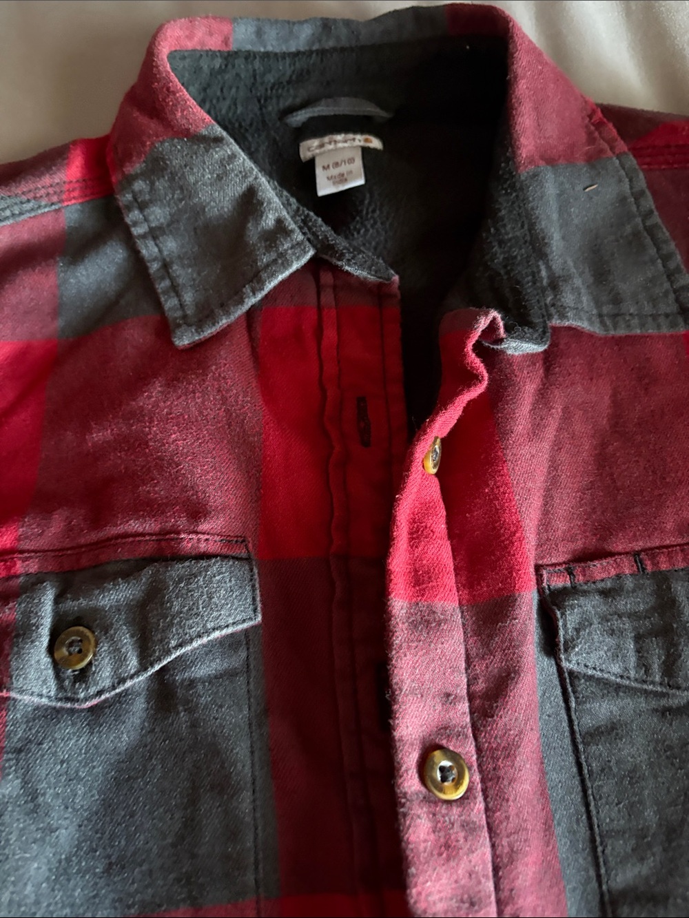 Carhartt Black Fleece Jacket with Red Accent